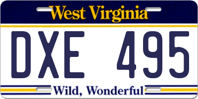 WV license plate DXE495