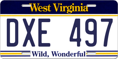 WV license plate DXE497