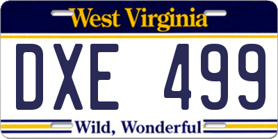 WV license plate DXE499