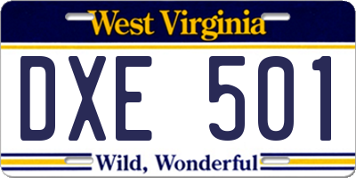 WV license plate DXE501