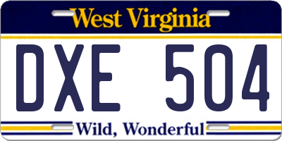 WV license plate DXE504