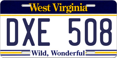 WV license plate DXE508