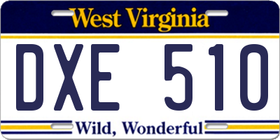 WV license plate DXE510