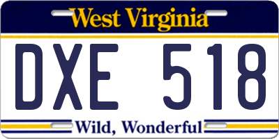WV license plate DXE518