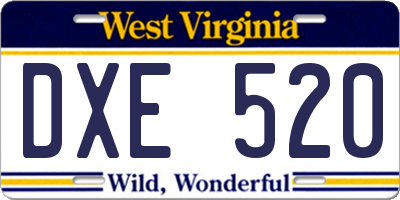WV license plate DXE520