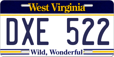 WV license plate DXE522
