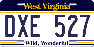 WV license plate DXE527