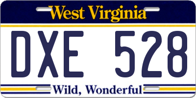 WV license plate DXE528