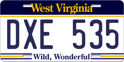 WV license plate DXE535