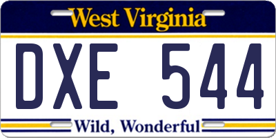 WV license plate DXE544