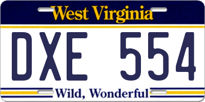 WV license plate DXE554
