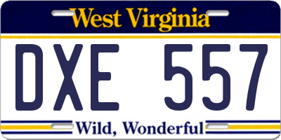 WV license plate DXE557