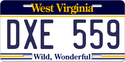WV license plate DXE559