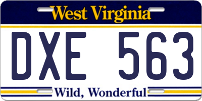 WV license plate DXE563