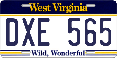 WV license plate DXE565