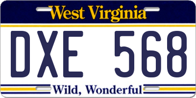 WV license plate DXE568