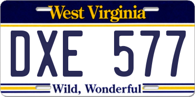 WV license plate DXE577