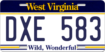 WV license plate DXE583