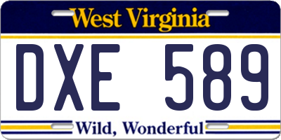 WV license plate DXE589