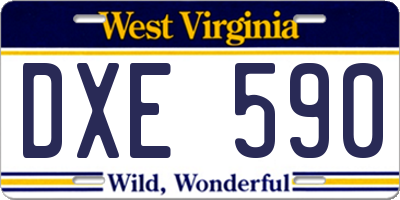 WV license plate DXE590