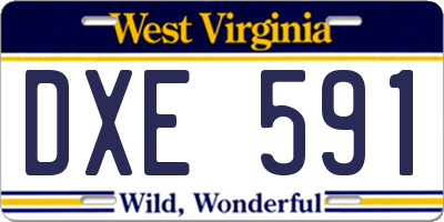WV license plate DXE591