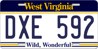 WV license plate DXE592