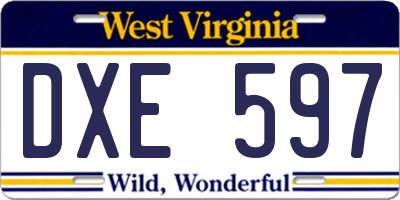 WV license plate DXE597