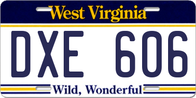 WV license plate DXE606