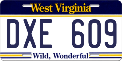 WV license plate DXE609