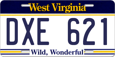 WV license plate DXE621