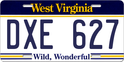 WV license plate DXE627