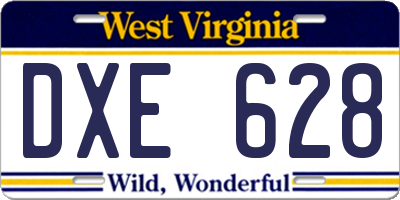 WV license plate DXE628