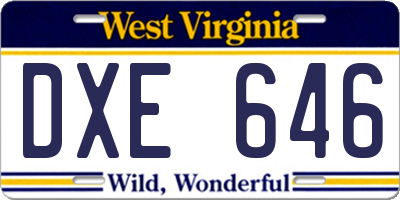 WV license plate DXE646