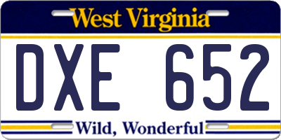WV license plate DXE652