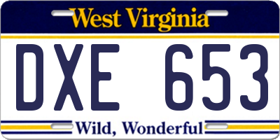 WV license plate DXE653