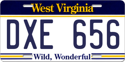 WV license plate DXE656