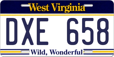 WV license plate DXE658