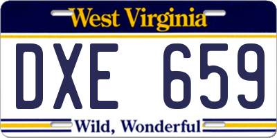 WV license plate DXE659