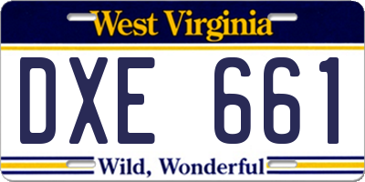 WV license plate DXE661