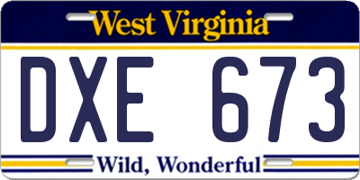WV license plate DXE673