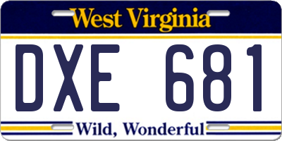 WV license plate DXE681