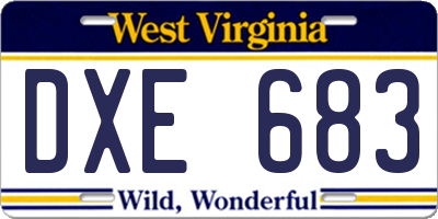 WV license plate DXE683