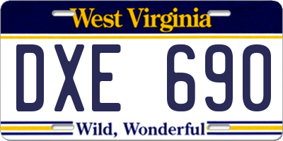 WV license plate DXE690