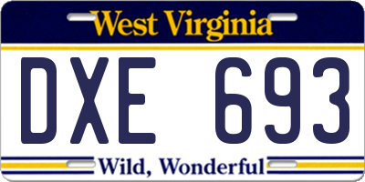 WV license plate DXE693