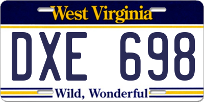 WV license plate DXE698