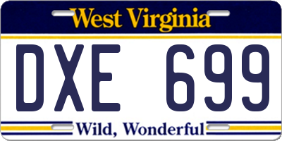 WV license plate DXE699