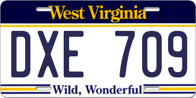 WV license plate DXE709