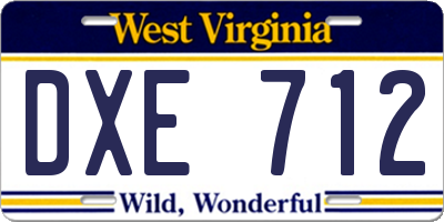 WV license plate DXE712