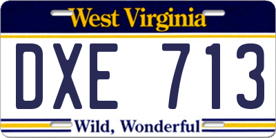 WV license plate DXE713