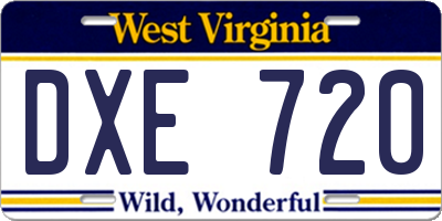 WV license plate DXE720